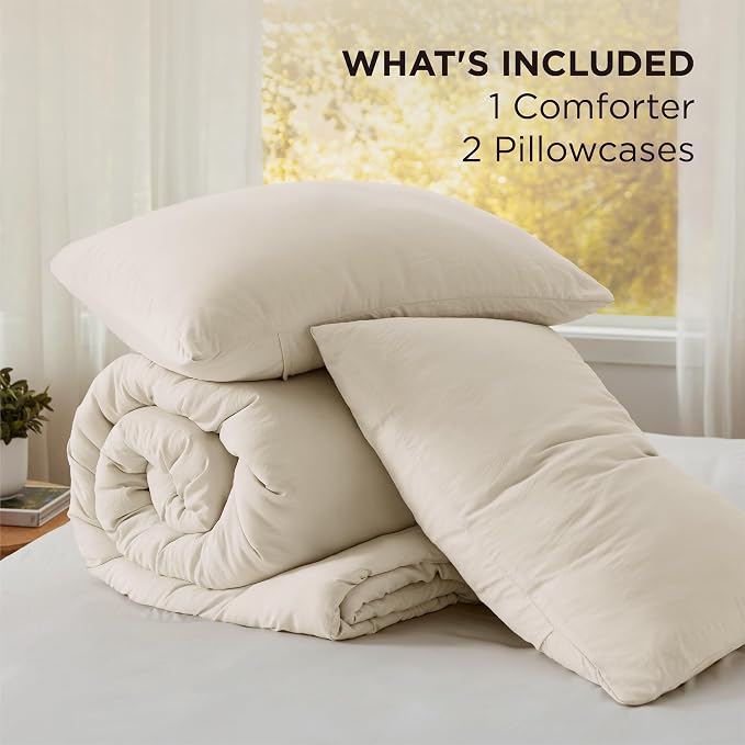 Bedsure Super King Comforter Set, Cream Soft Prewashed Bedding - Image 6