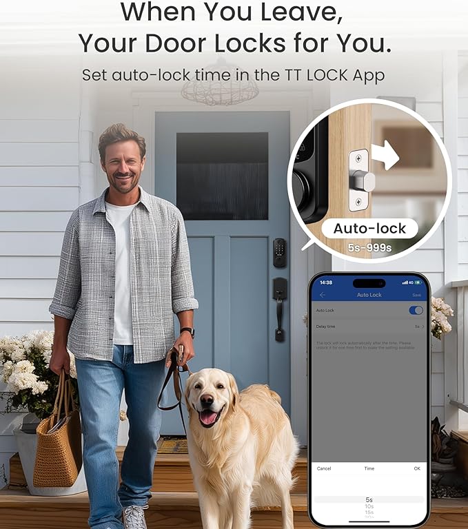 DESLOC Smart Lock B200 WiFi Version, Fingerprint Keyless Entry Door Lock, App Remote Control, Smart Locks for Front Door, WiFi Deadbolt Smart Lock, Emergency Power Port,12 Months Battery, Auto Lock
