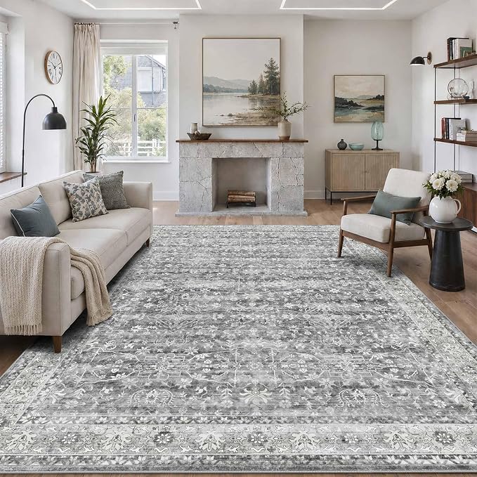 Latte&Fog 6x9 Area Rugs for Living Room Washable Vintage Grey Rugs Large | for by LatteFog