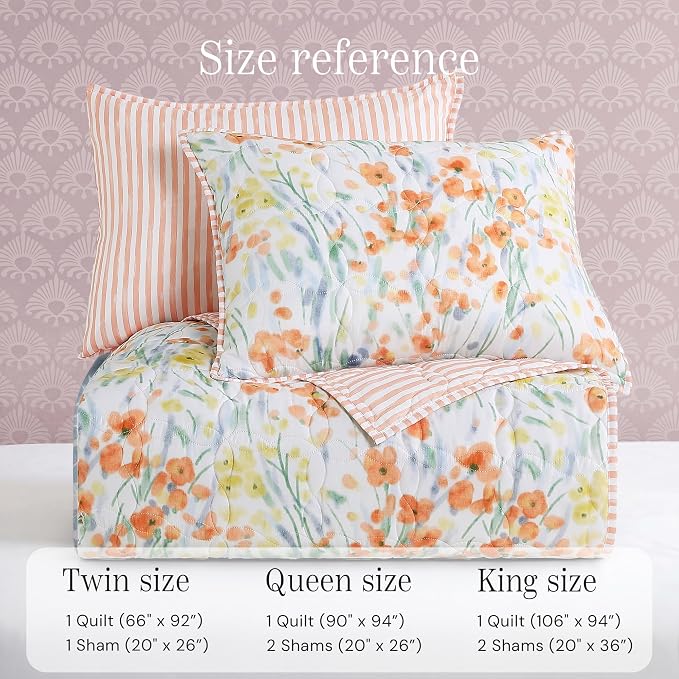 King Quilt Set-3 Pieces Soft Bedding Floral Reversible Coverlet | All Seasons - Image 7