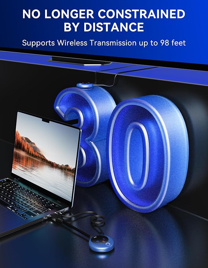TPUFO Wireless HDMI Transmitter and Receiver, 4K Decoding 1080P Output, 2.4G+5G Dual-Band Plug-and-Play Wireless HDMI for Audio and Video from TV Box/DV/PC/Computers to Monitors