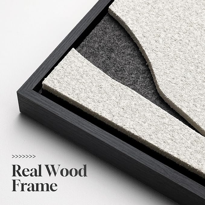 Large 3D Textured Framed Black and White Abstract Wall Art - Image 6