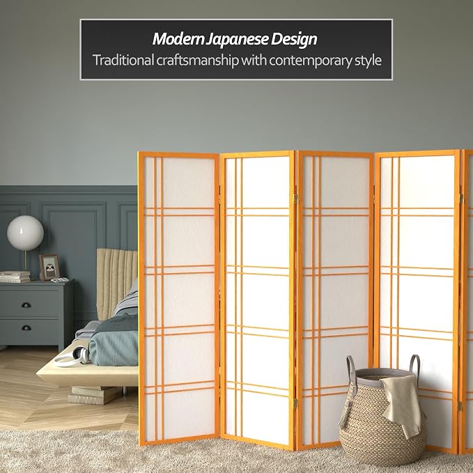 Red Lantern 5 ft. Tall Double Cross Shoji Screen - Image 2