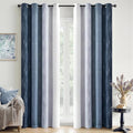MIULEE Navy Blue and Greyish White Ombre Blackout Curtains 52Wx72L Set of 2 | by MIULEE