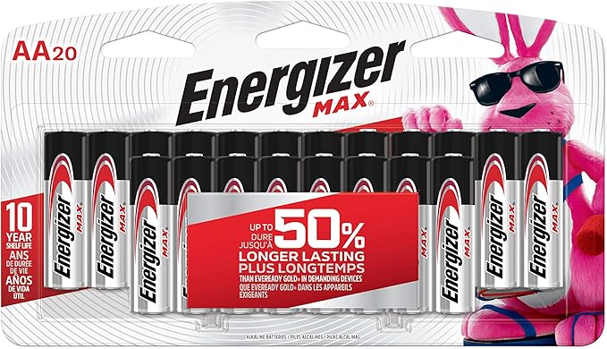 Energizer MAX AA Batteries (20 Pack), Double A Alkaline Batteries