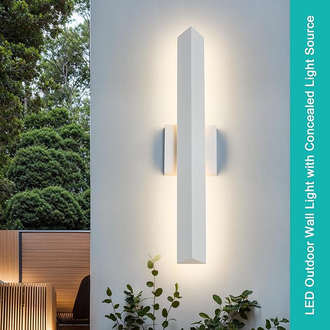 Tarentlight 21.9IN LED Outdoor Aluminum Wall Lights,20W Dimmable, IP65 Waterproof, Modern Textured White Indoor & Exterior Lighting Fixtures, Long Exterior Wall Lights for Garage, Front Door