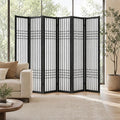 6 Panel Room Divider, 66.9" Tall Folding Privacy Screen, Pine Wood Frame Design by AsNefeli