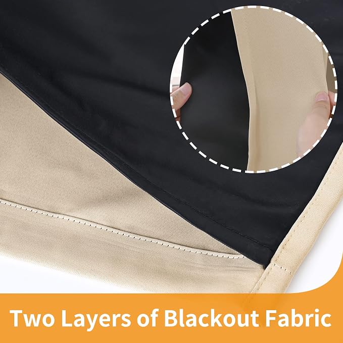 YoungsTex 100% Blackout Curtains 63 Inch Length 2 Panels, Room Darkening Drapes - Image 7