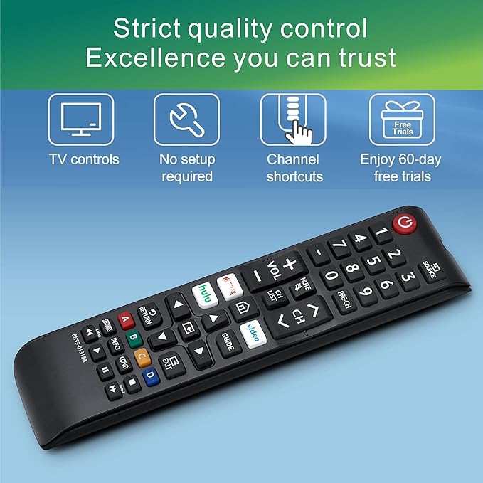 Universal Remote Compatible with Samsung TV Remote Replacement, IR, No Voice, Compatible All Smart LCD LED HDTV 3D Smart TVs Models BN59-01315J BN59-01315A BN59-01301A