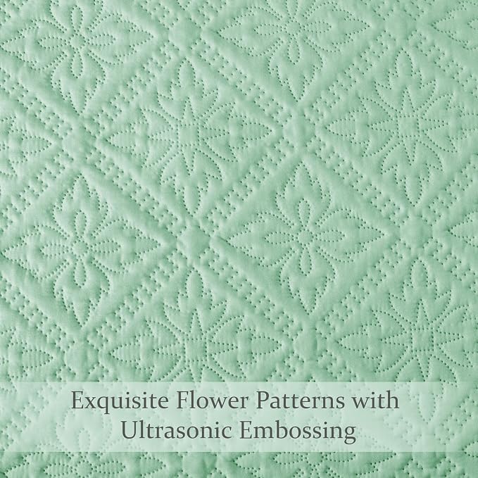 Exclusivo Mezcla Full Queen Quilt Set, Sage Green | Lightweight Soft Bedspreads - Image 5