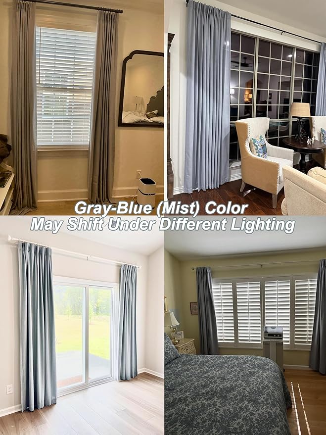 Vision Home Pinch Pleated Full Blackout Curtains Linen Blended Room Darkening - Image 6