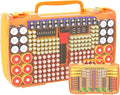 Aptbyte Battery Organizer Storage Holder Box Case with Tester- 269 Batteries Double-Sided Variety Pack, Holds AA AAA 4A C D Cell 9V 3V Lithium LR44 CR2 CR123 CR1632 18650 Button- Yellow (Box Only)