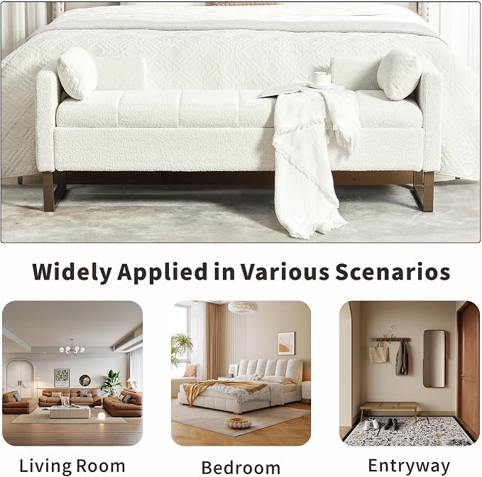 Chifee & Vingol 64" W Storage Benches End of Bed Bench - Image 7