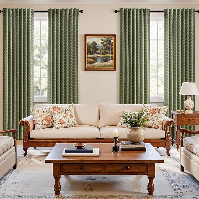 MIULEE 100% Blackout Decorative Linen Striped Curtains - Image 5