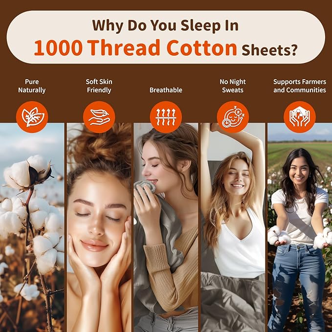 LBRO2M 1000 Thread Count Sheets 100% Egyptian Cotton Bedding Set Floral King Size Sheets 16 Inches Deep Pocket Bedding 4 Piece Sets (King, Field Flower)