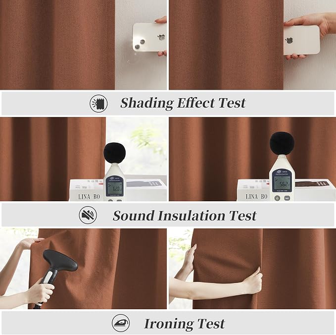 80 Inch Rust Terracotta Blackout Curtains Linen - Image 6