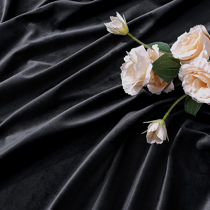 MIULEE Black Velvet Curtains 52x96 inches 2 Panels Luxury Blackout Curtains | - Image 4