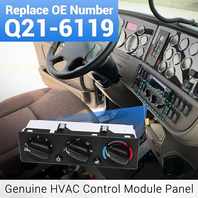 Q21-6119 AC Climate Control Module Compatible with Peterbilt 220 337 348 367 389 520 Trucks A/C Heater Control Panel Switch, Q216119 Air Conditioning Temperature Control Head Unit