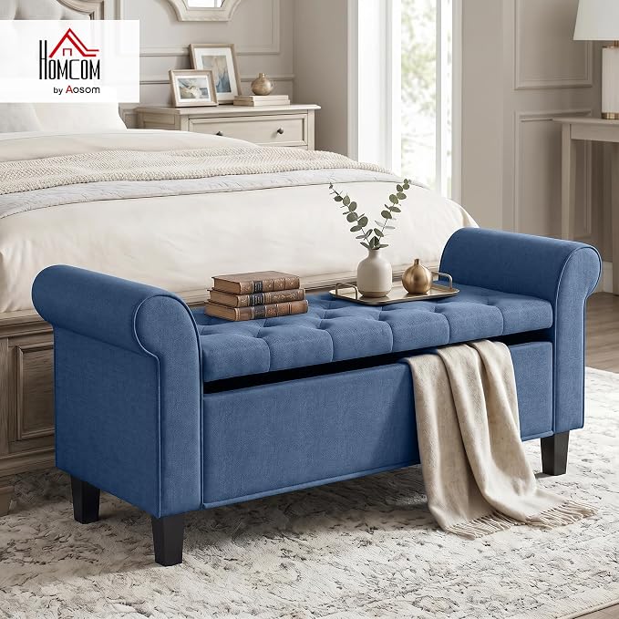 HOMCOM 47" Ottoman wih Storage End of Bed Bench - Image 2