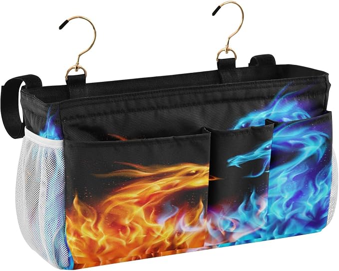 Dragons Fire tag8 Bedside Caddy Storage Bag Bedside Organizer by KOPIRIT