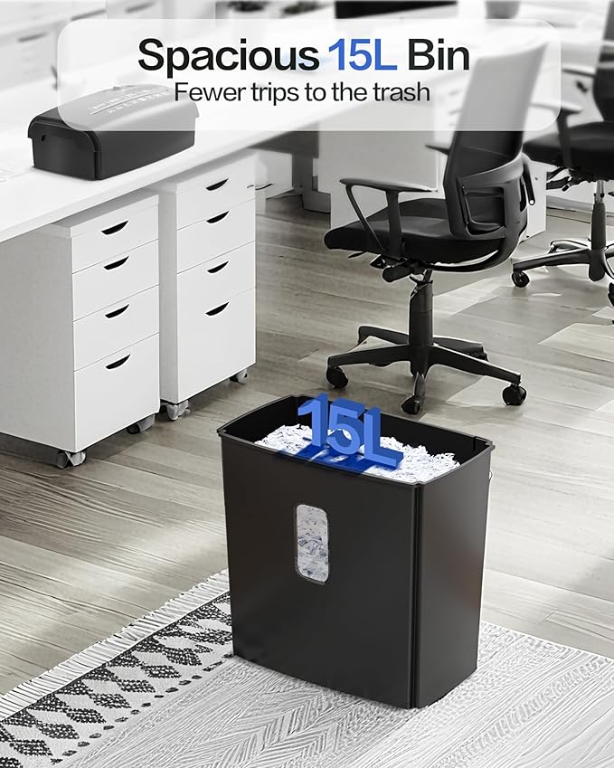 Locksworth 8-Sheet Micro-Cut Paper Shredder, P4 High Security, 4 Gallon Bin, 2-Minute Continuous Run, Home & Small Office Use