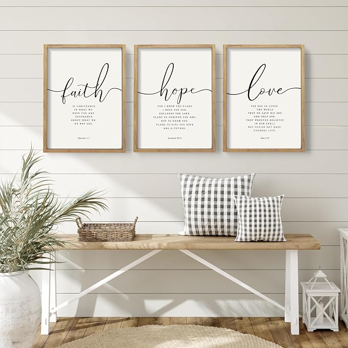 Houmury Set of 3 Framed Farmhouse Bible Verses Wall Decor Sign 11”x14” - Image 4