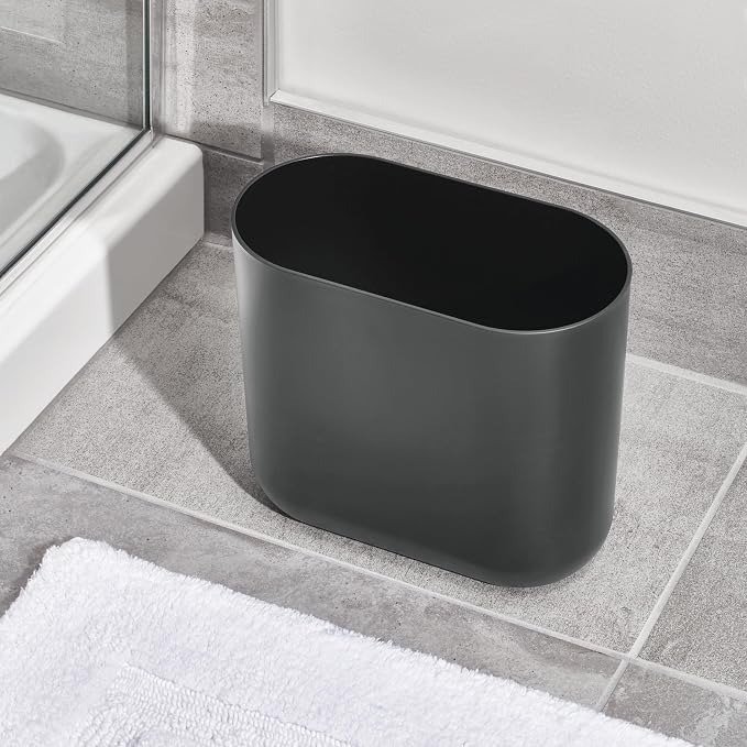 iDesign Small Slim Plastic Bathroom Trash Can - Image 8