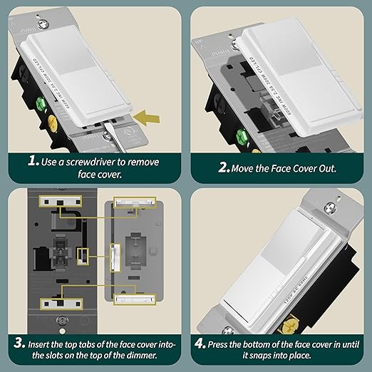 TOPGREENER Dimmer Light Switch, LED Slide Dimmer Switch,for 300W Dimmable LED/CFL Lights and 600W INC/HAL Bulbs, Single Pole/3-Way, Wall Plate Included, UL Listed, White, 3 Pack