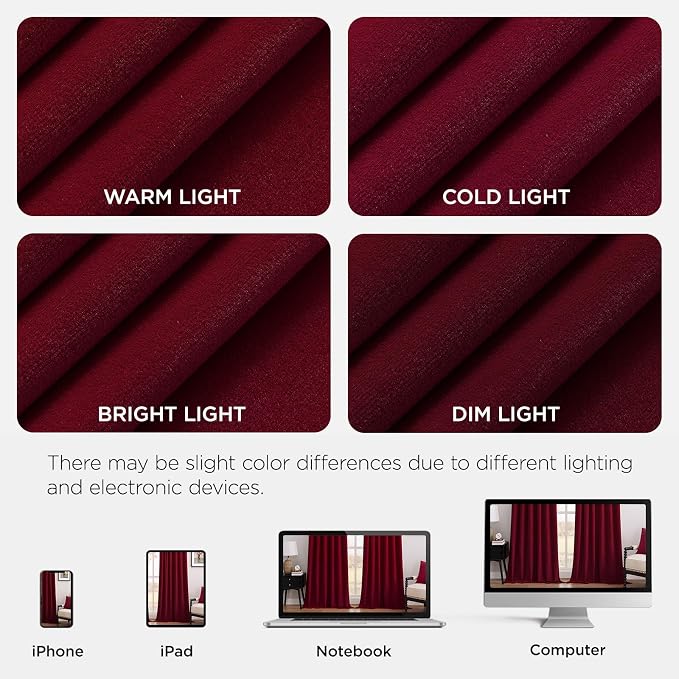 Joydeco 100% Blackout Curtains Velvet Black Out Curtain 102 Inch Drapes | - Image 9