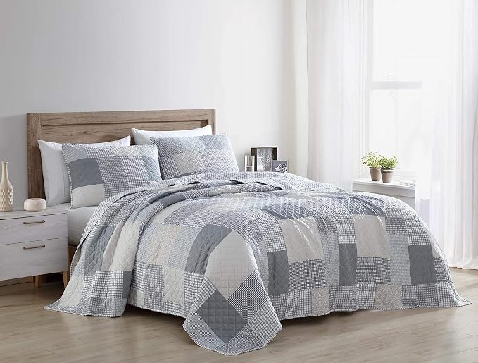 Chezmoi Collection Anderson 3-Piece Printed Patchwork Quilt Set, Lightweight - Image 2