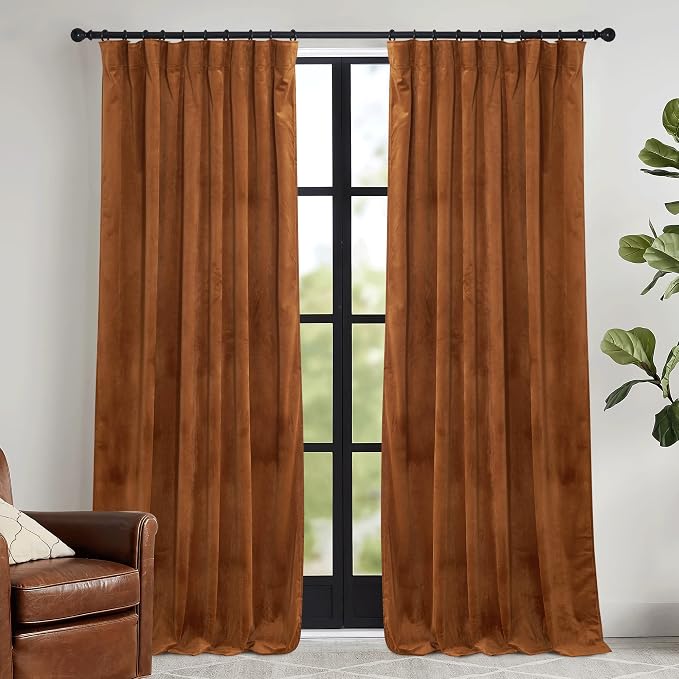 RYB HOME Velvet Curtains 108 inches Long, Extra Long High Ceiling Curtains | by RYBHOME