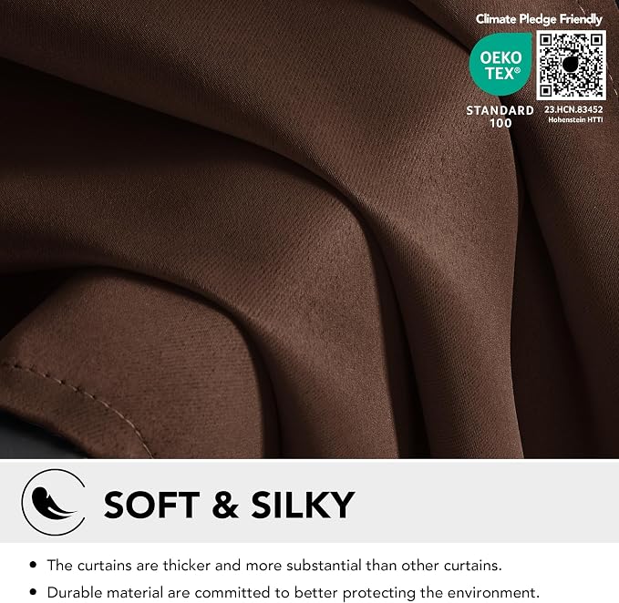 Deconovo Blackout Curtains for Bedroom 108 Inches Long | Back Tab and Rod - Image 3
