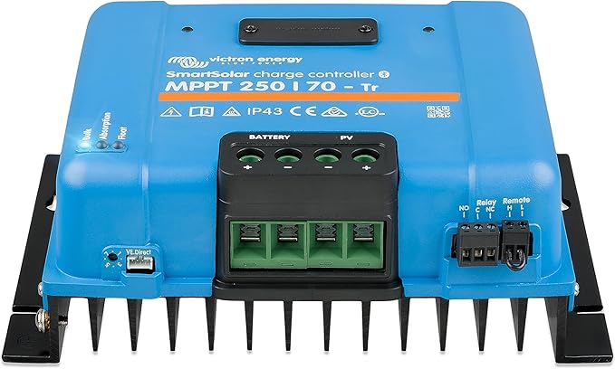 Victron Energy SmartSolar MPPT Tr Solar Charge Controller (Bluetooth) - Charge Controllers for Solar Panels - 250V, 70 amp, 12/24/36/48-Volt