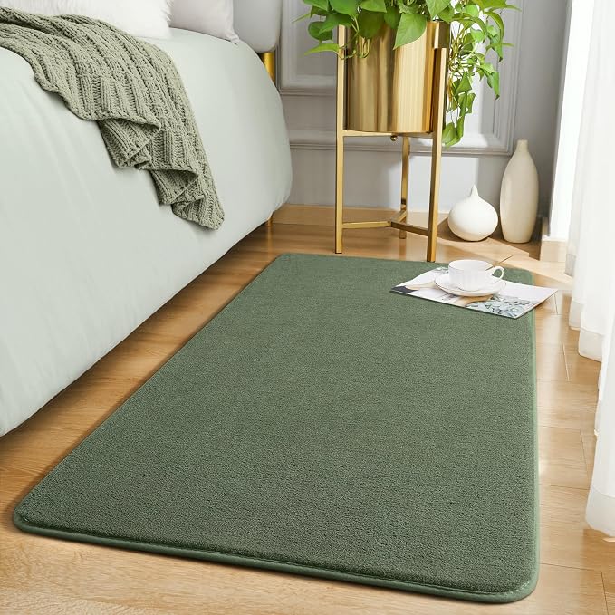 Modern Washable Runner Rugs, 2x4 Sage Green Bedroom Runner Rug | Small Area Rugs by AmeareaDirect