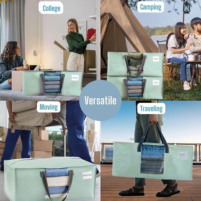 VENO Heavy Duty Moving Bags, Storage Bags, Light Green, 8 Pack | Packing - Image 6