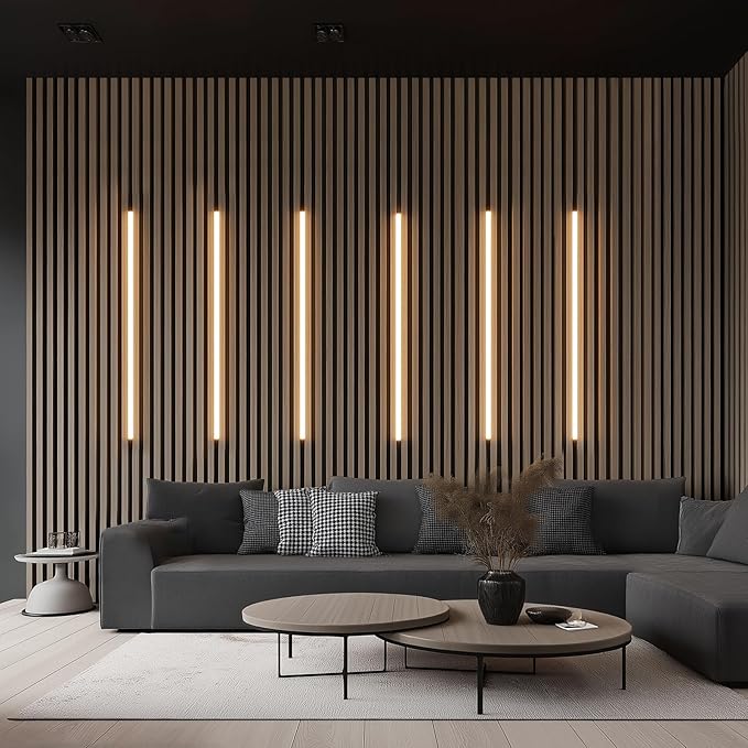 GZBtech Flexible LED Recessed Strip Light for Wood Slat Wall Panels 33FT, 3000K Warm White Cuttable Neon Rope Lighting with Remote Control, Dimmable IP67 Waterproof Black Strip Lights, ETL Listed