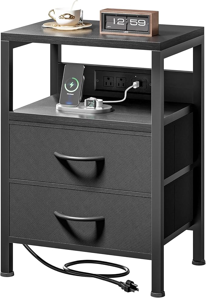 Lazzanto Night Stand with Charger Station by Lazzanto