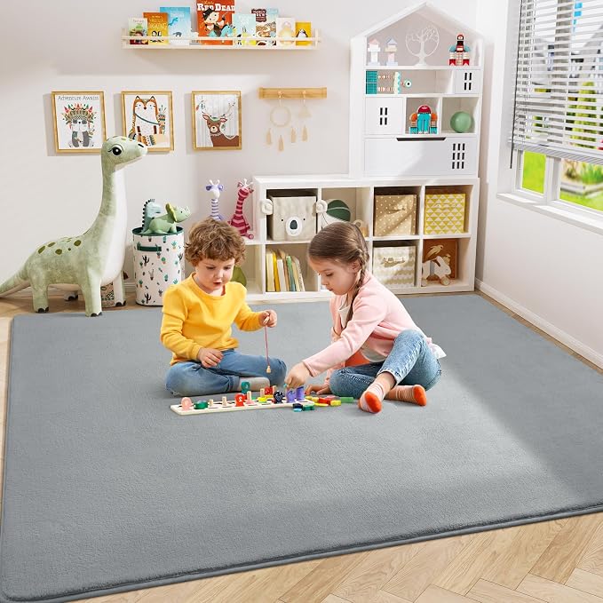 Large Modern Area Rugs for Bedroom Living Room, 6x9 Feet Grey Thickened Memory - Image 6