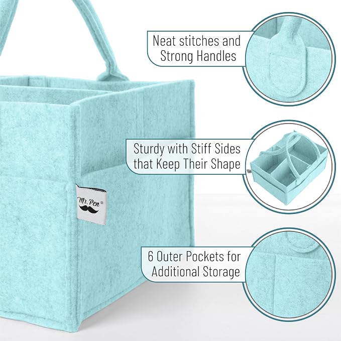 Mr. Pen- Baby Diaper Caddy Organizer, Light Blue | Nursery Storage Bin and Car - Image 3