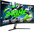 SANSUI 27 Inch Curved Gaming Monitor 240Hz, 2K WQHD 1500R Curved Computer Monitor, 120% sRGB, MPRT 1ms, Freesync, HDR, VESA(100 * 100mm),HDMI*2, DP1.4 * 2(DP Cable Included)
