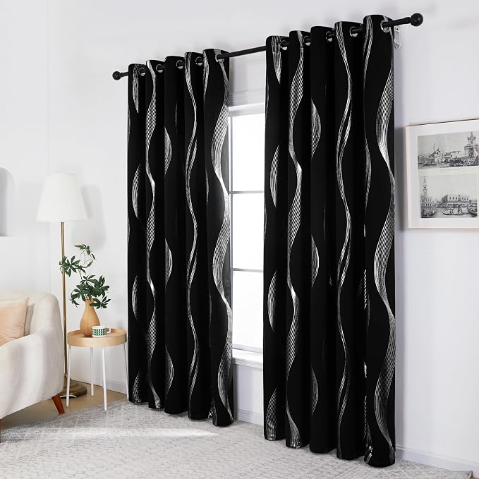 Deconovo Curtains for Living Room, Pattern Blackout Curtains 84 Inches Long | - Image 4