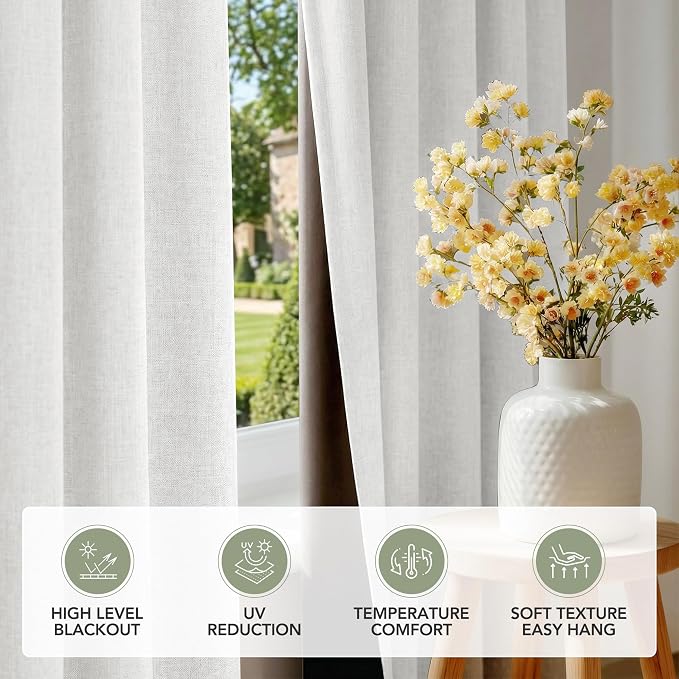 Deconovo Faux Linen 100% Blackout Curtains - Image 6