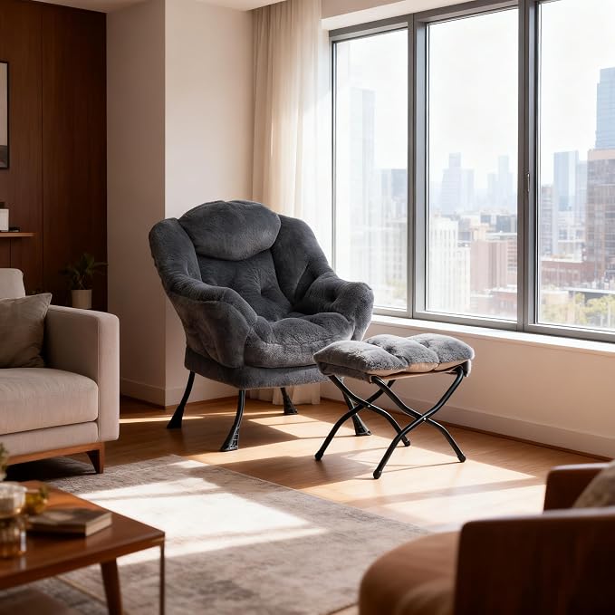 HollyHOME Lazy Chair with Foldable Ottoman, Accent Comfy Lounge Armchair and - Image 9