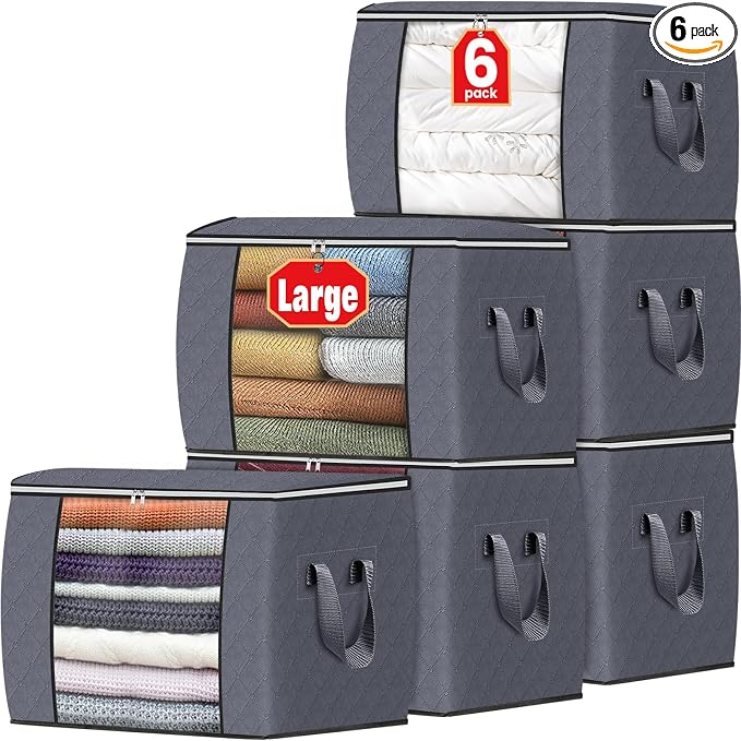 90L Clothes Storage, Foldable Thick Fabric Blanket Storage Bags | Foldable by Fabtotes