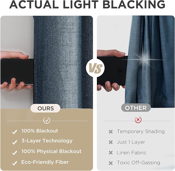 Joydeco Blackout Curtains 72 Inches Long 2 Panels Burg, Room Darkening Curtains - Image 6