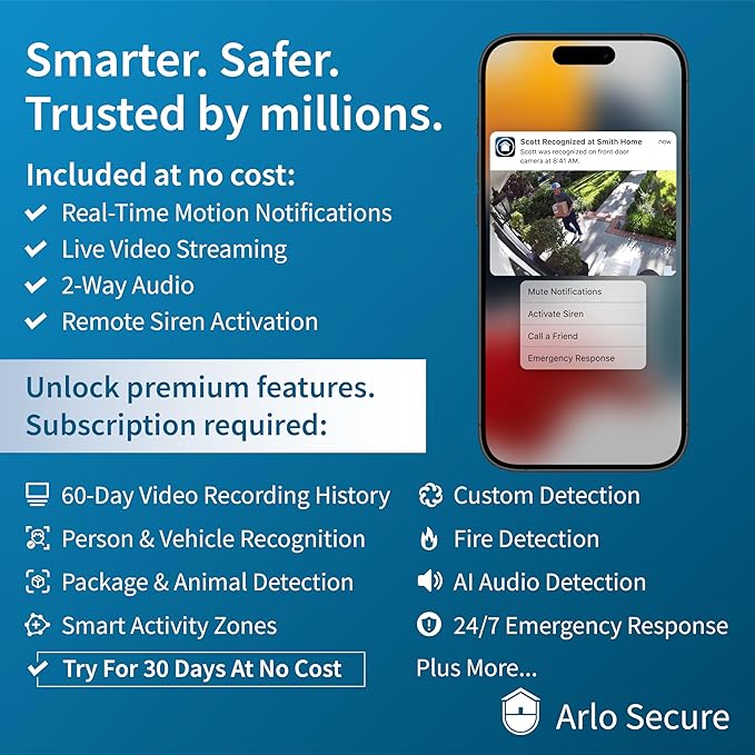 Arlo Wired Floodlight Camera, Home Security Camera with 2K Video and HDR, 2000 Lumens, Integrated Siren, Weather-Resistant, Color Night Vision, 160º Field of View, 2-Way Audio, Black (2025)