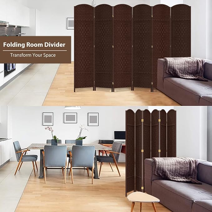 6 Panel Room Divider, 6 FT Wide Folding Screen Room Divider - Image 2