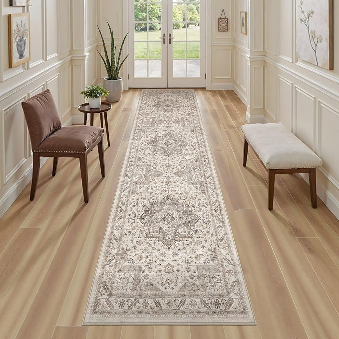 cotiled 2x6 Hallway Runner Rug for Entryway, Non-Slip Vintage, Light Brown | - Image 5