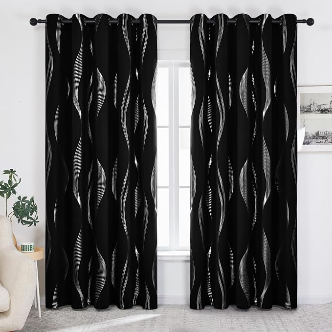 Deconovo Curtains for Living Room, Pattern Blackout Curtains 84 Inches Long | - Image 2
