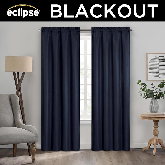 Eclipse Kendall Textured Blackout Rod Pocket Curtain - Image 2
